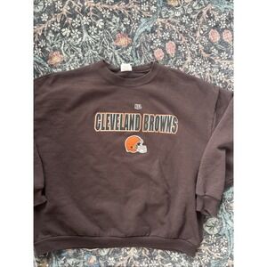Vintage CLEVELAND BROWNS FOOTBALL HELMET 80s Sweatshirt Puff Paint NFL 2x XL